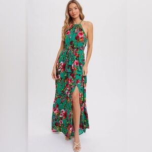 BluIvy floral print adjustable halter dress
